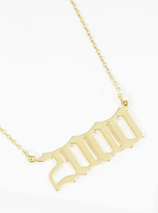 18k Gold Dipped 2000 Pendant Brass Necklace