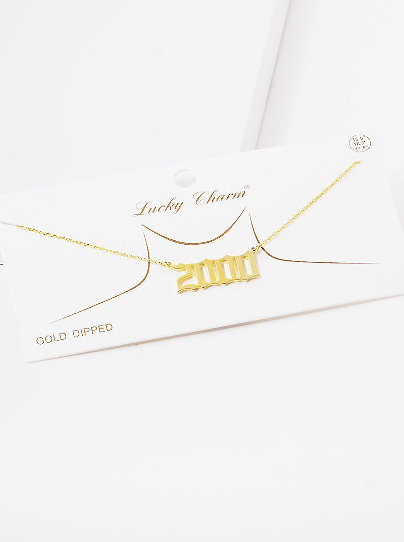 18k Gold Dipped 2000 Pendant Brass Necklace