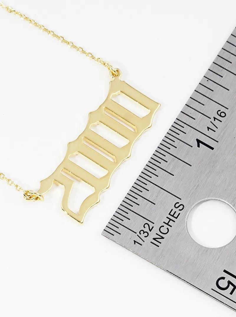 18k Gold Dipped 2000 Pendant Brass Necklace