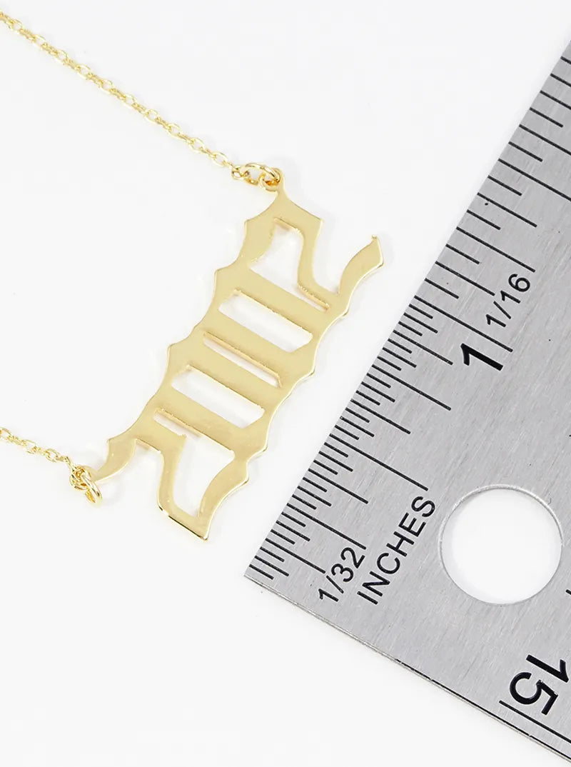 18k Gold Dipped 2002 Pendant Brass Necklace