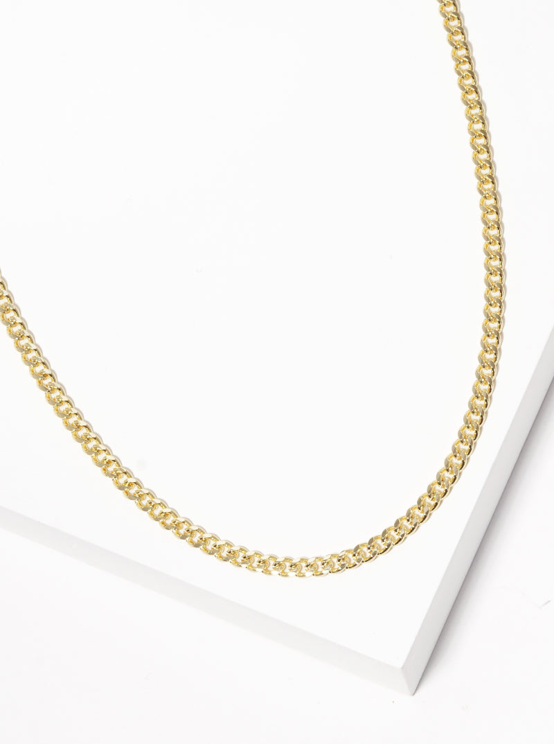 White Gold Dipped 3mm Curb Chain Necklace