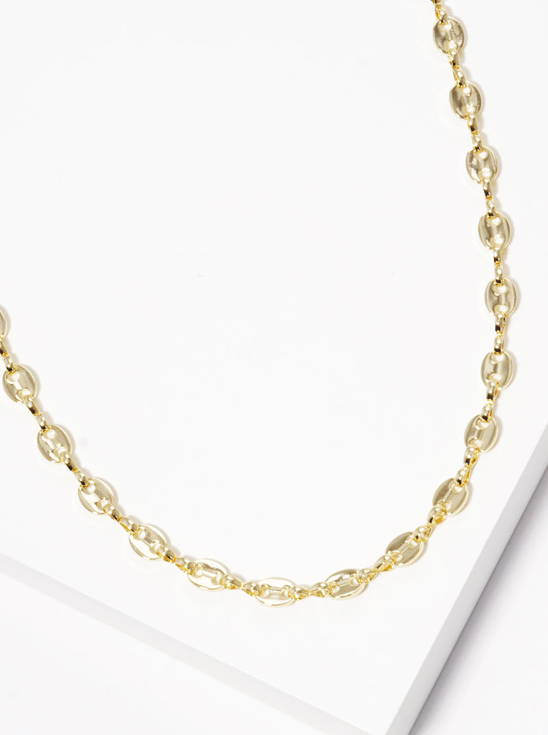 White Gold Dipped 5mm Coffee Bean Chain Necklace