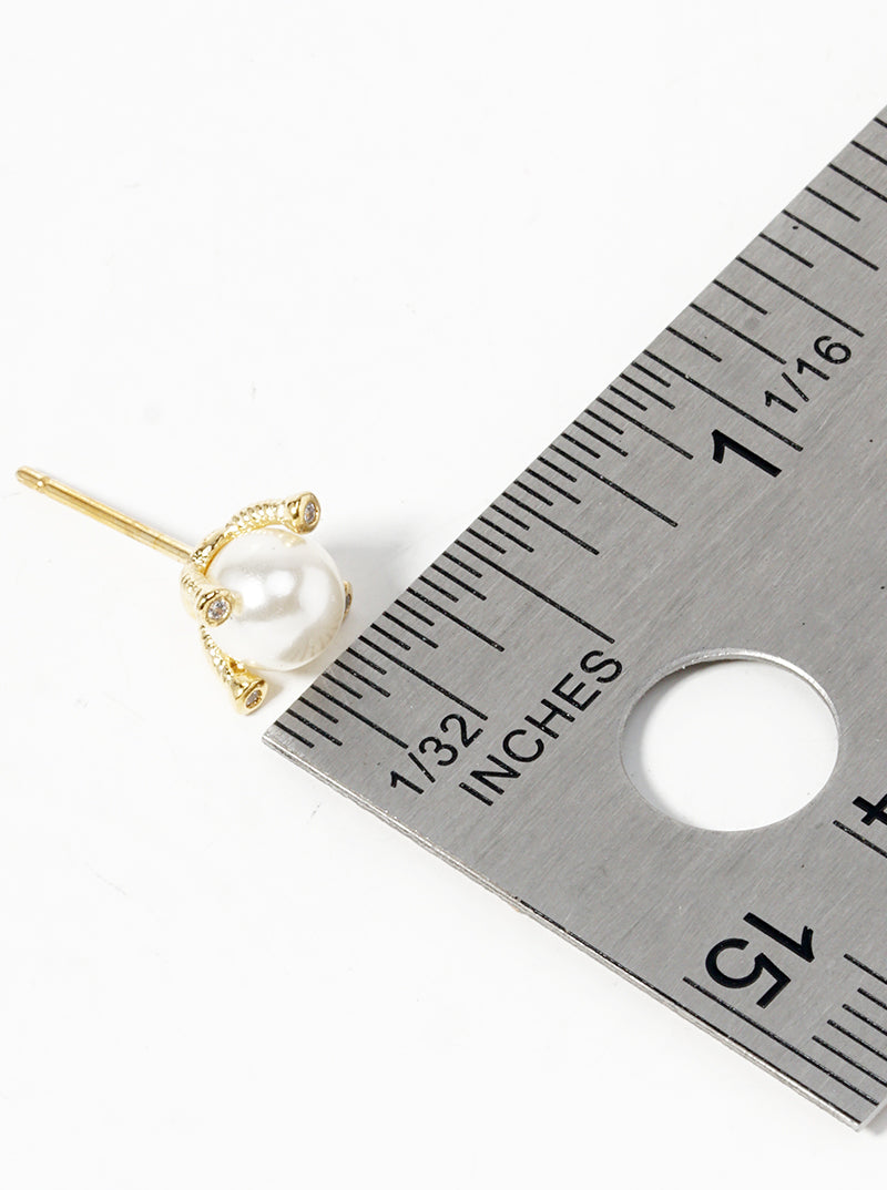 18k Gold Dipped 6mm Glass Pearl Post Stud Earrings