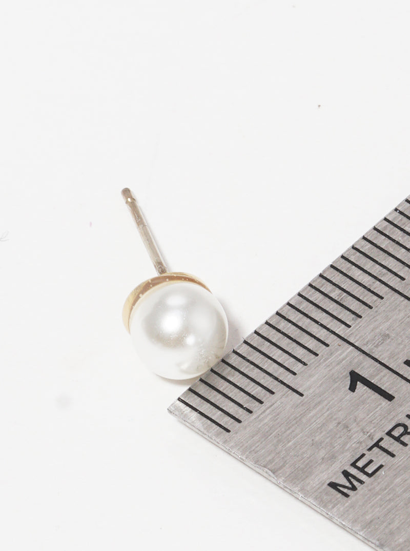 18k Gold Dipped 6mm Glass Pearl Sterling Silver Post Stud Earrings
