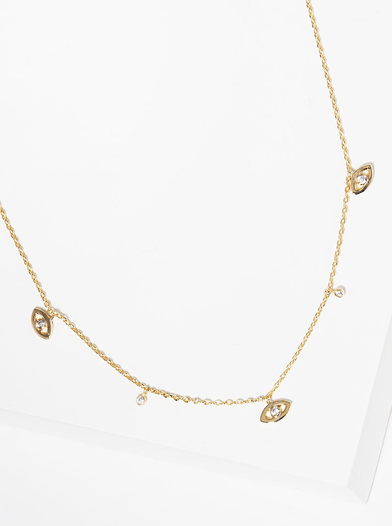 18k Gold Dipped CZ Evil Eye Pendant Necklace