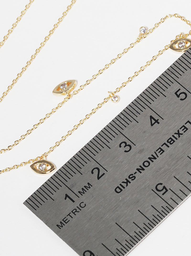18k Gold Dipped CZ Evil Eye Pendant Necklace