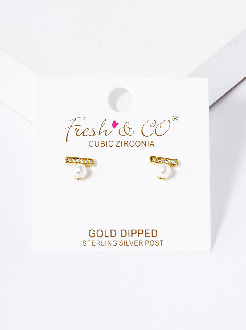 18K Gold Dipped CZ Pave Star Post Stud Earrings