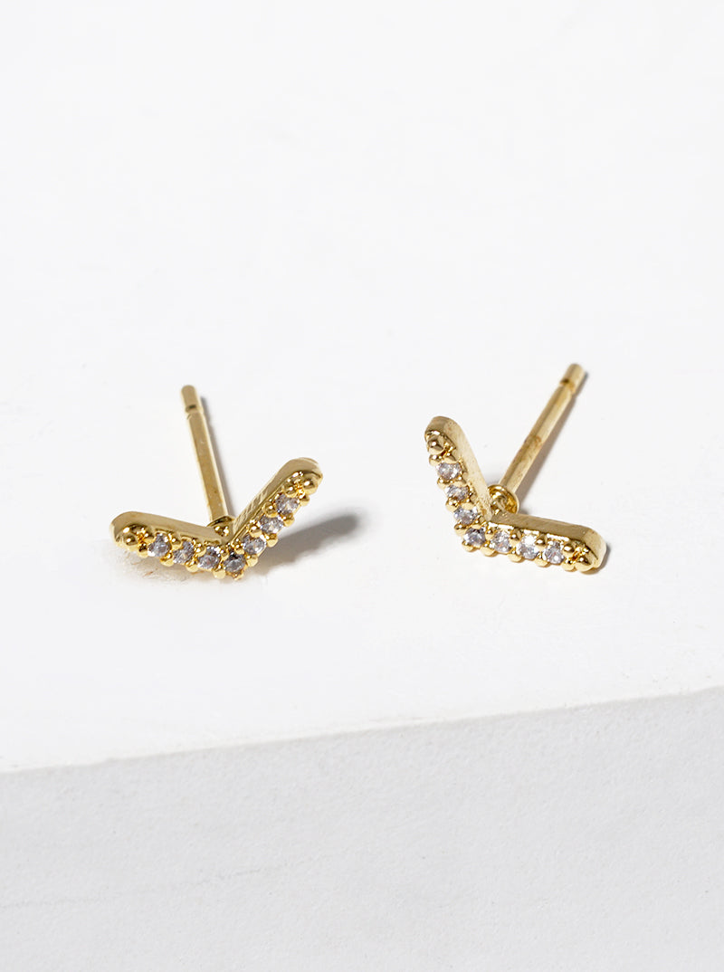 18K Gold Dipped CZ Pave Butterfly Stud Earrings