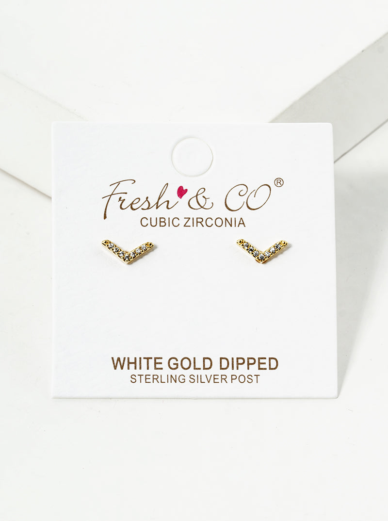 18K Gold Dipped CZ Pave Butterfly Stud Earrings