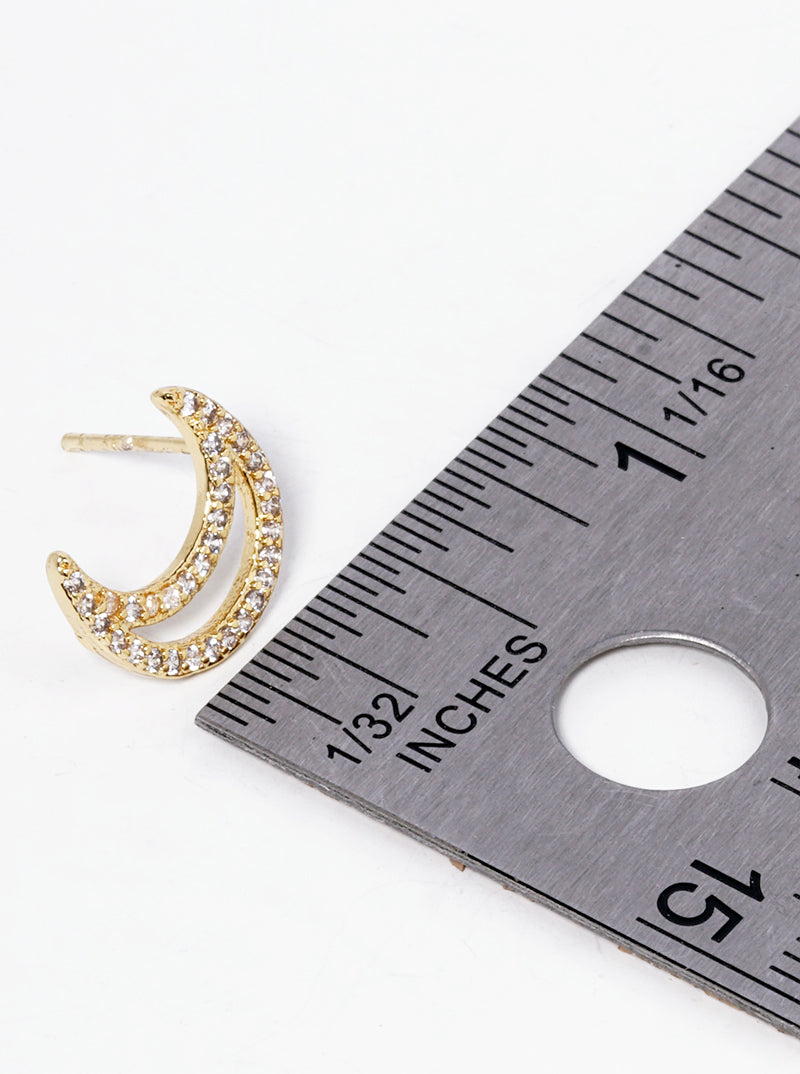 18K Gold Dipped CZ Pave 5mm Heart Post Stud Earrings