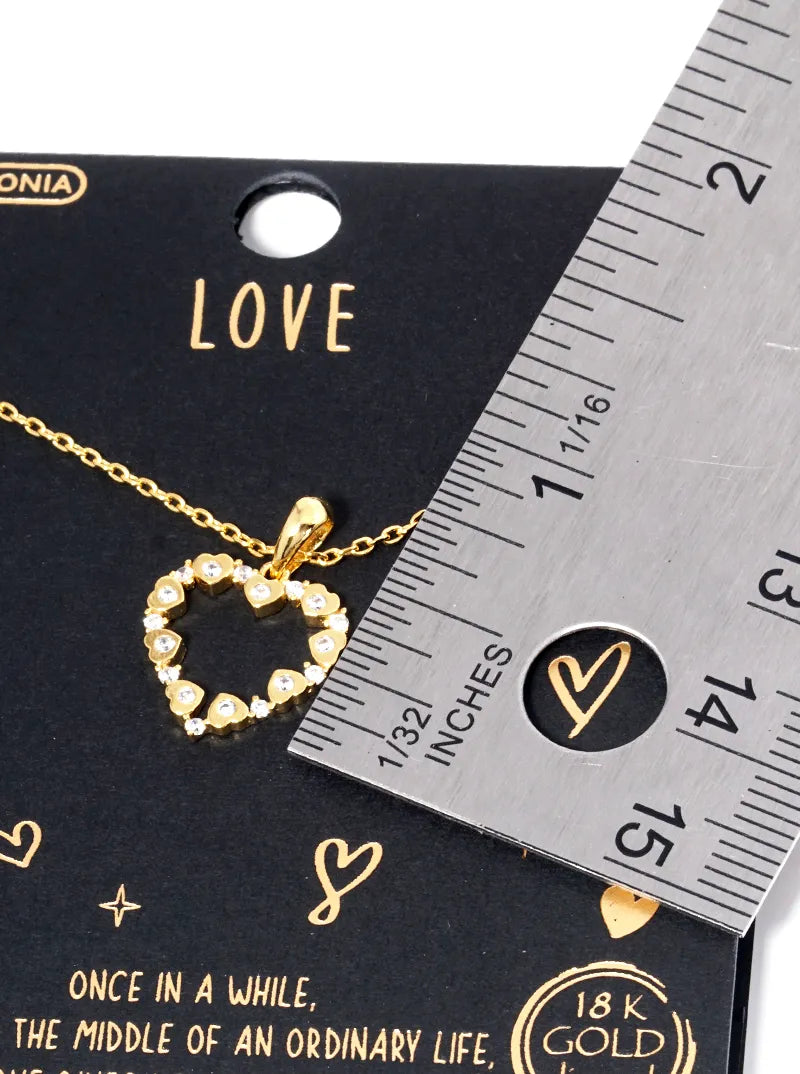 18k Gold Dipped CZ Pave Halo Heart Pendant Necklace