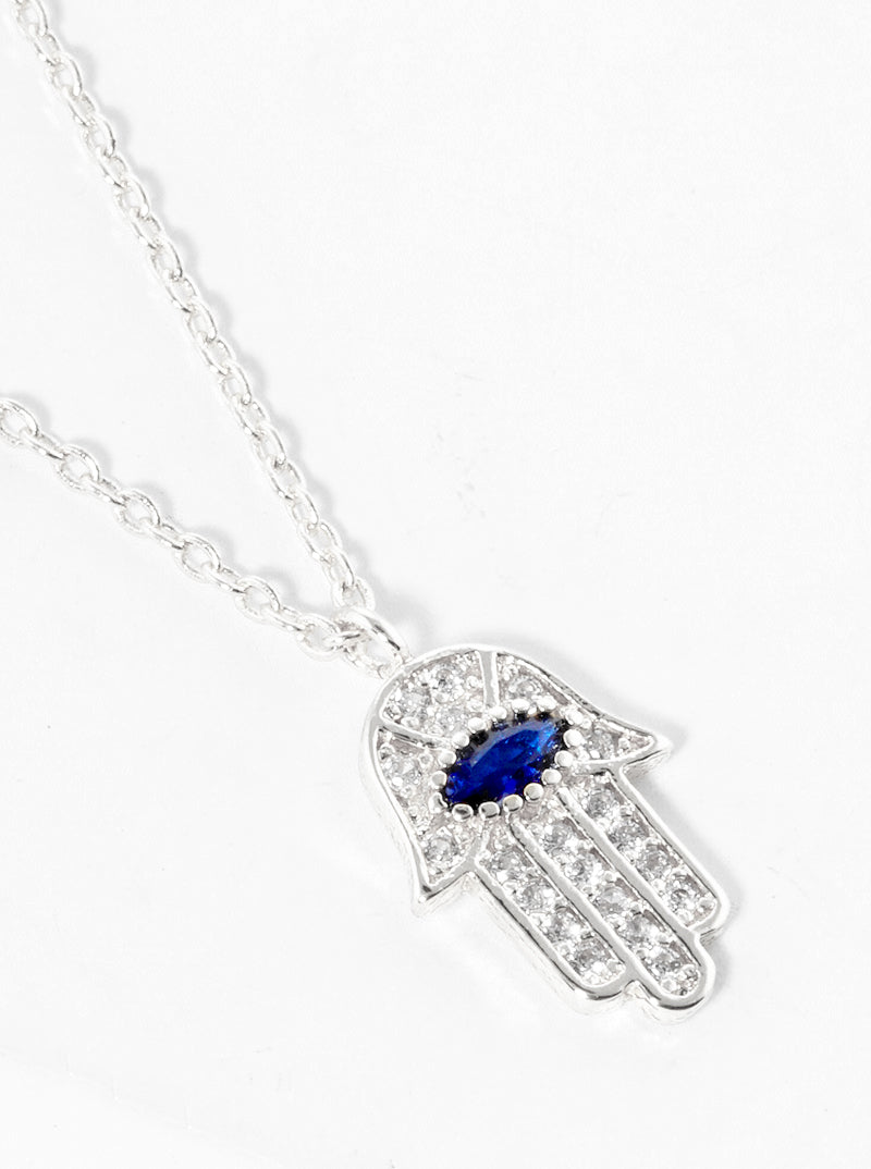18k Gold Dipped CZ Pave Hamsa Pendant Delicate Necklace