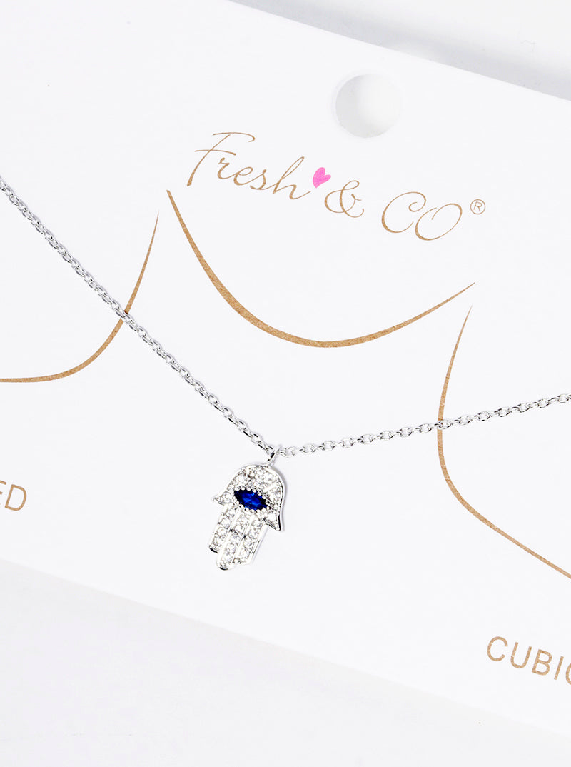 18k Gold Dipped CZ Pave Hamsa Pendant Delicate Necklace
