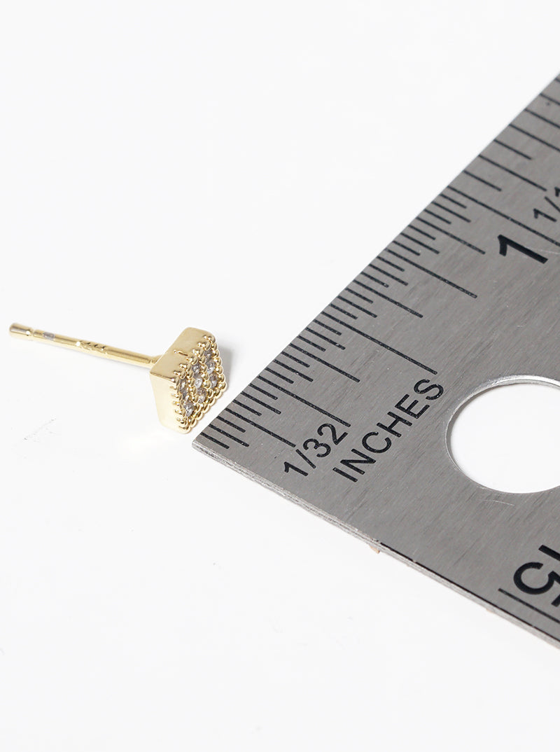 18k Gold Dipped CZ Pave Triangle Post Stud Earrings