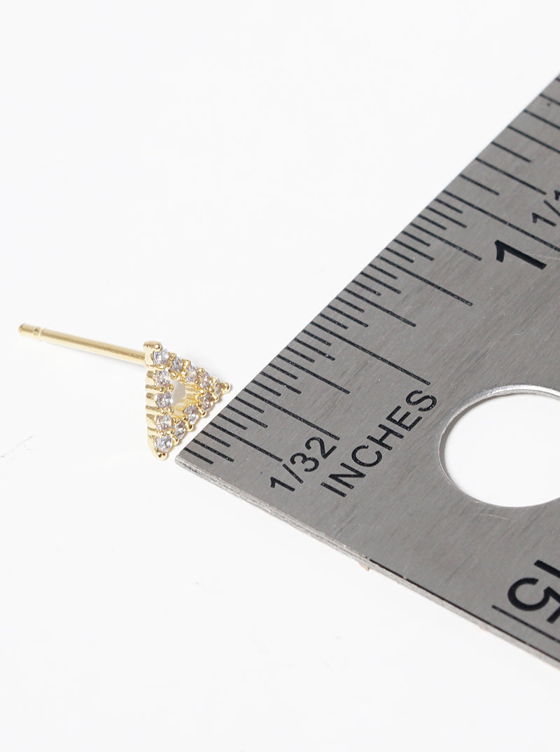 18k Gold Dipped CZ Pave Chevron Post Stud Earrings