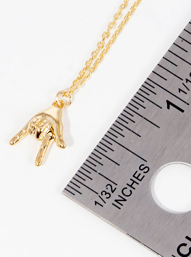 18k Gold Dipped I Love You Hand Sign Pendant Necklace