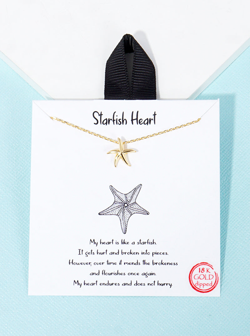 White Gold Dipped Sea Life Themed Starfish Pendant Necklace