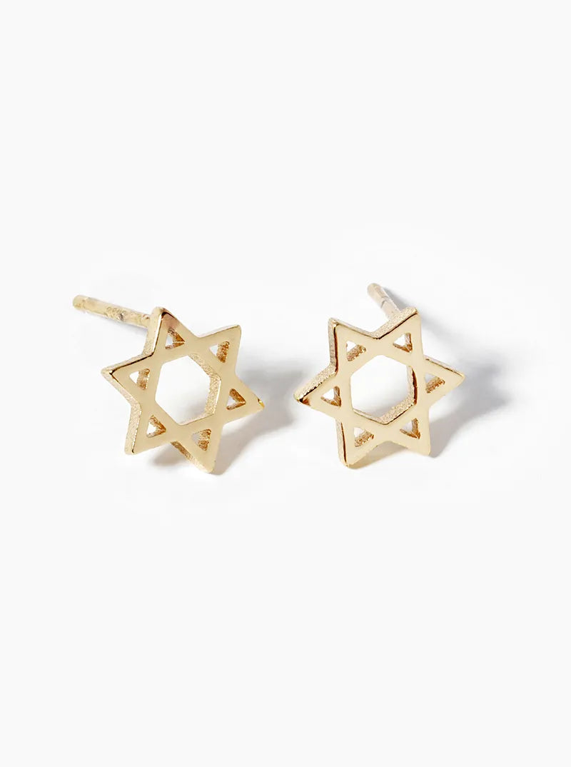 White Gold Dipped Star Of David Post Stud Earrings