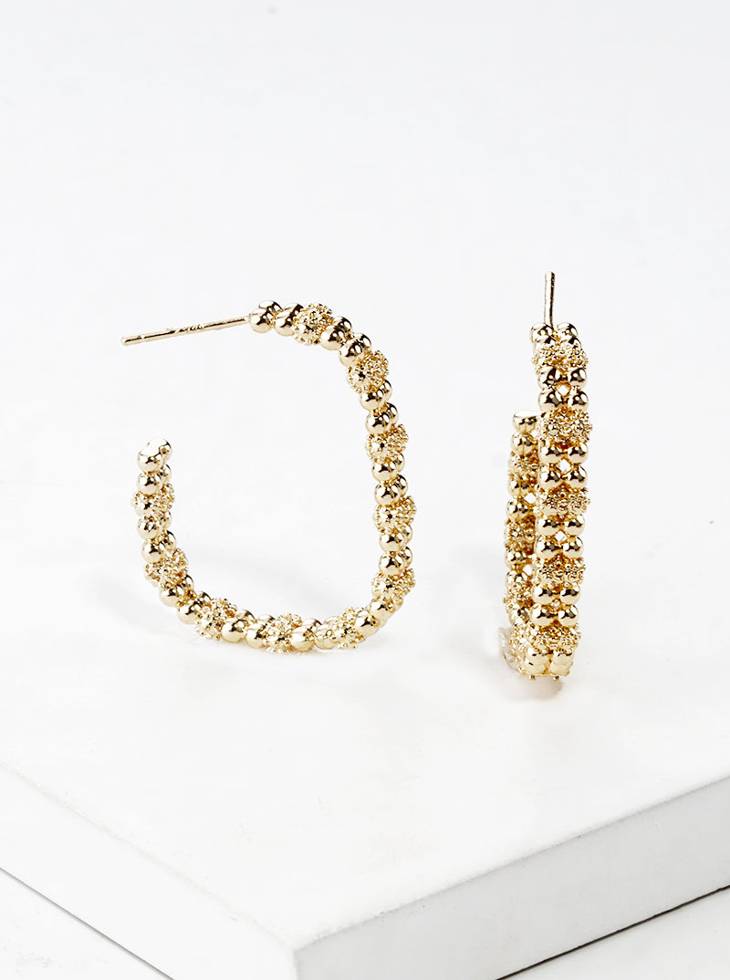 White Gold Dipped Twist Textured Metal 20mm Open Hoop Earrings
