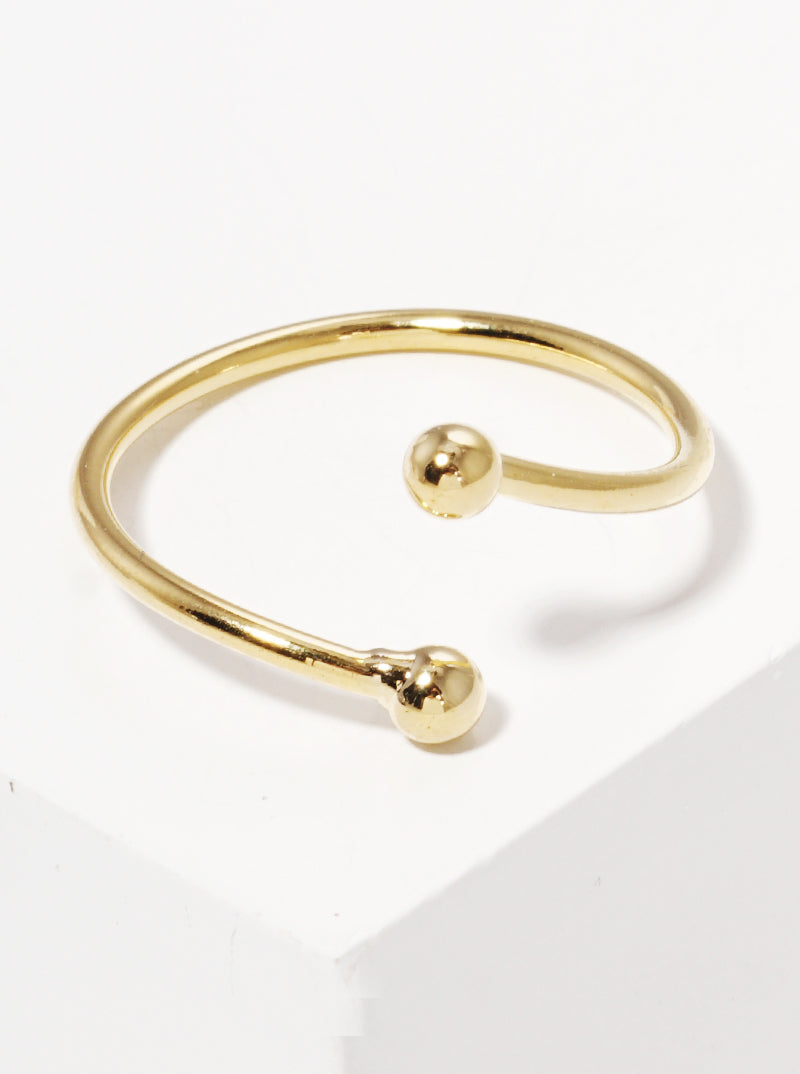 18k Gold Dipped Ball Tip Cuff Adjustable Ring