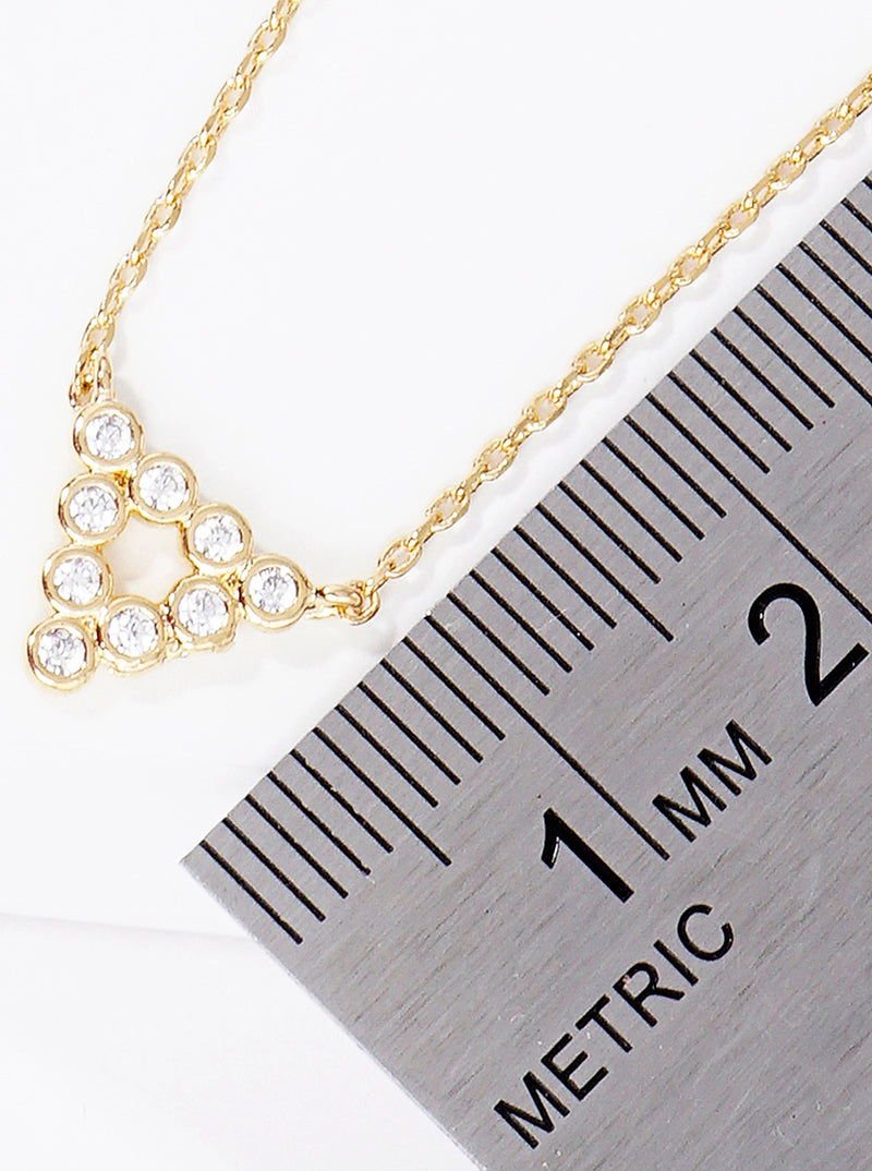 18k Gold Dipped Bezel CZ Triangle Pendant Delicate Necklace