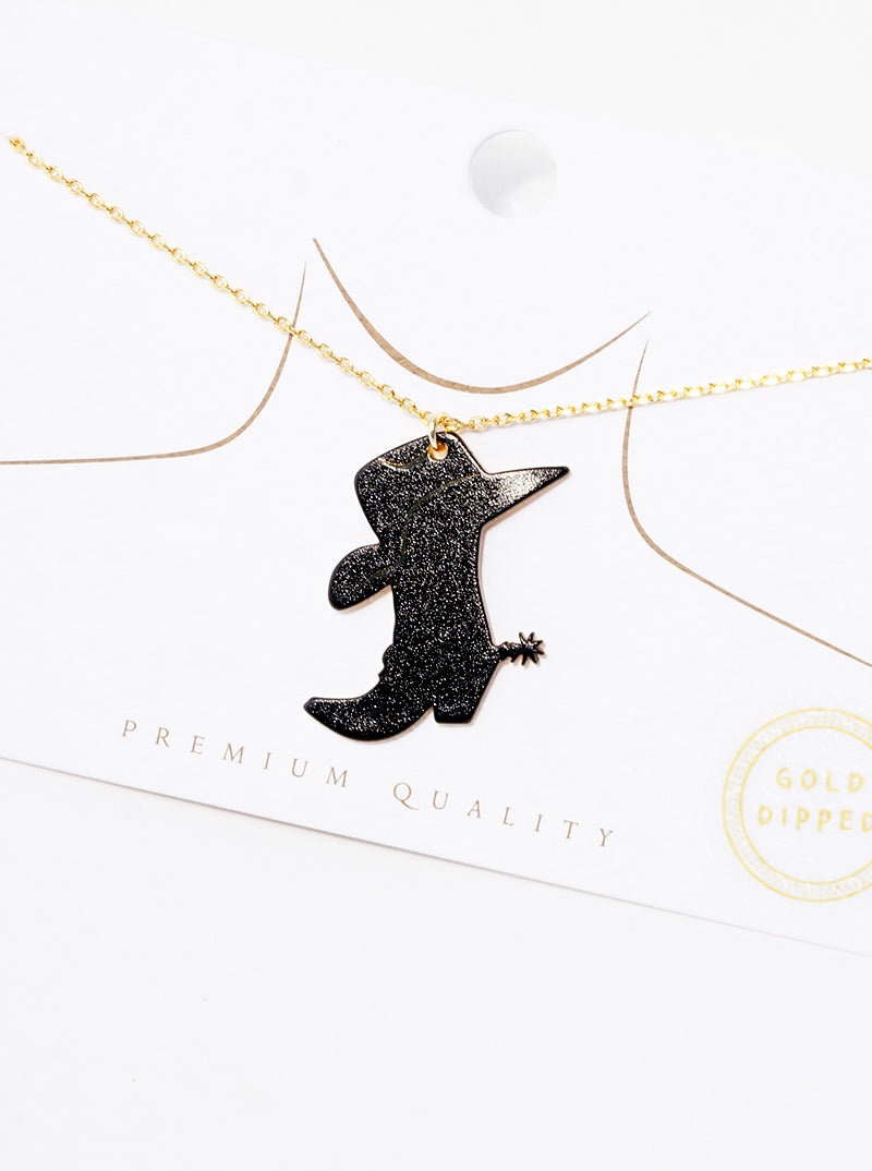 18k Gold Dipped Cowgirl Boot And Hat Pendant Necklace