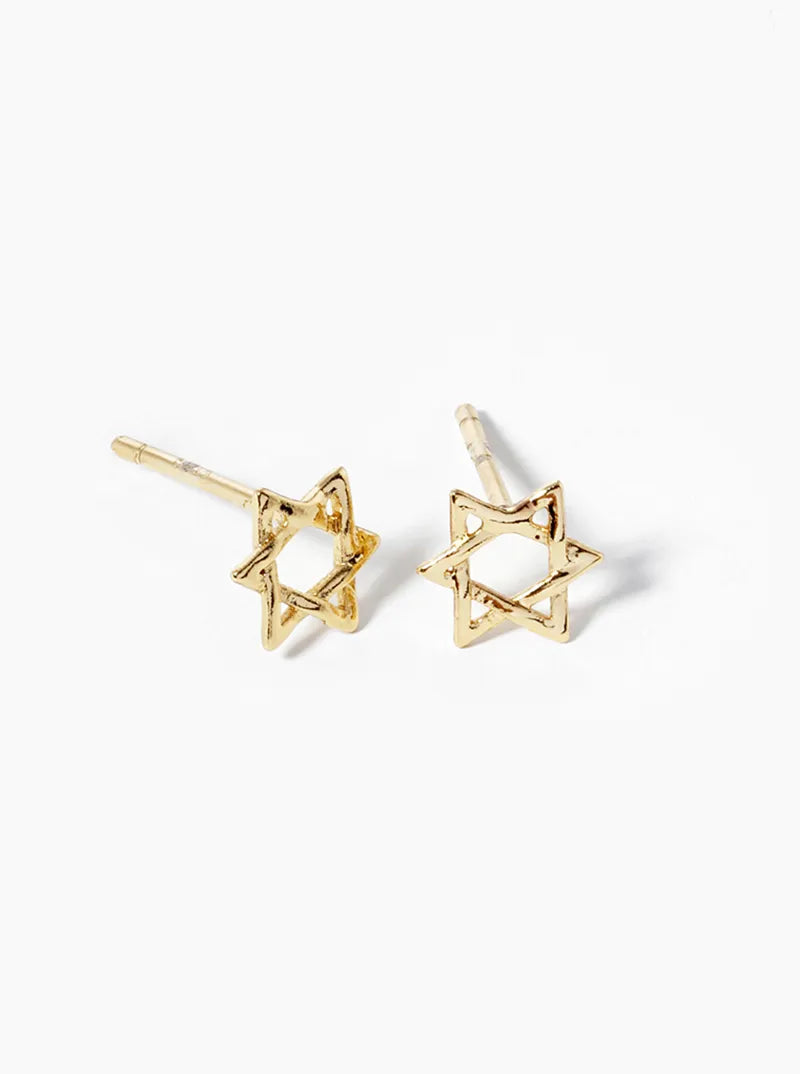 White Gold Dipped Dainty Star Of David Post Stud Earrings