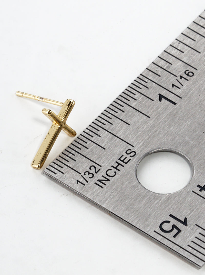 18k Gold Dipped Dainty Cross Post Stud Earrings