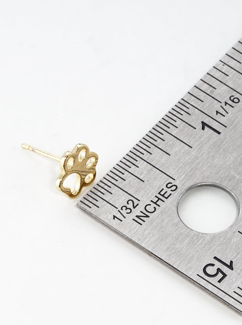 18k Gold Dipped Dainty Dog Paw Post Stud Earrings