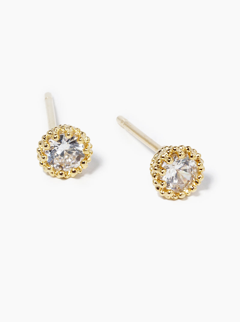 White Gold Dipped Delicate CZ Stone Post Stud Earrings