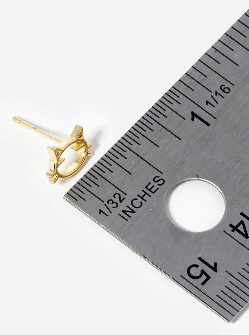 18k Gold Dipped Delicate Cat Post Stud Earrings
