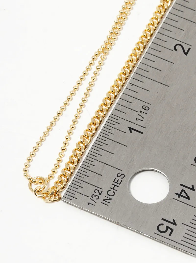 18k Gold Dipped Delicate Curb And Ball Chain Necklace