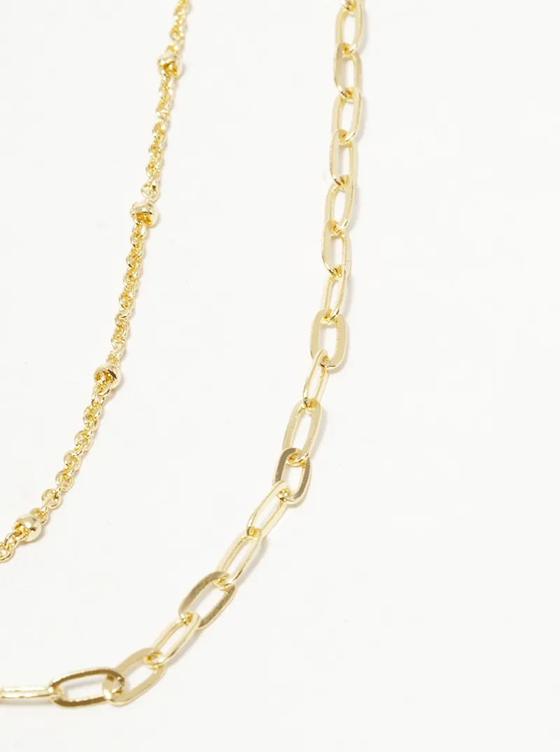 18k Gold Dipped Delicate Double Chain Layered Necklace