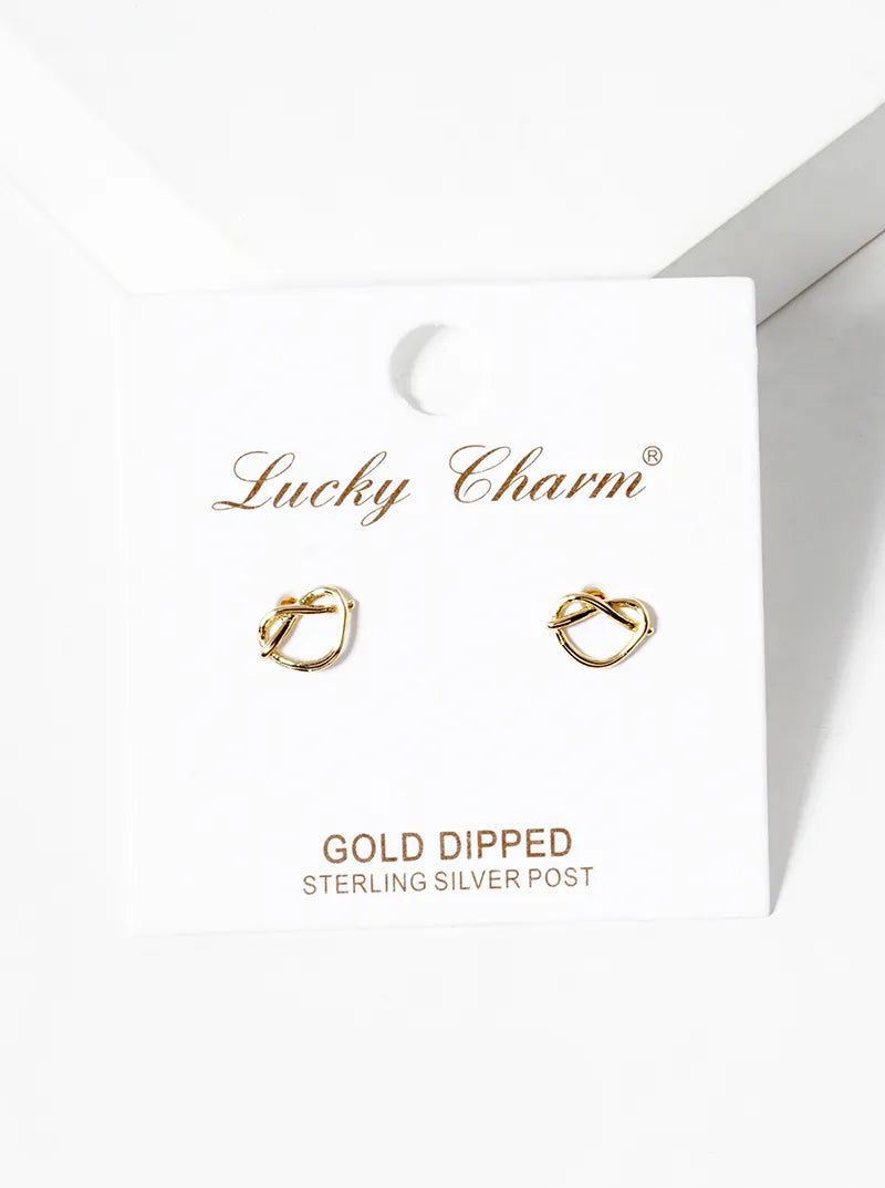 18k Gold Dipped Delicate Love Knot Post Stud Earrings