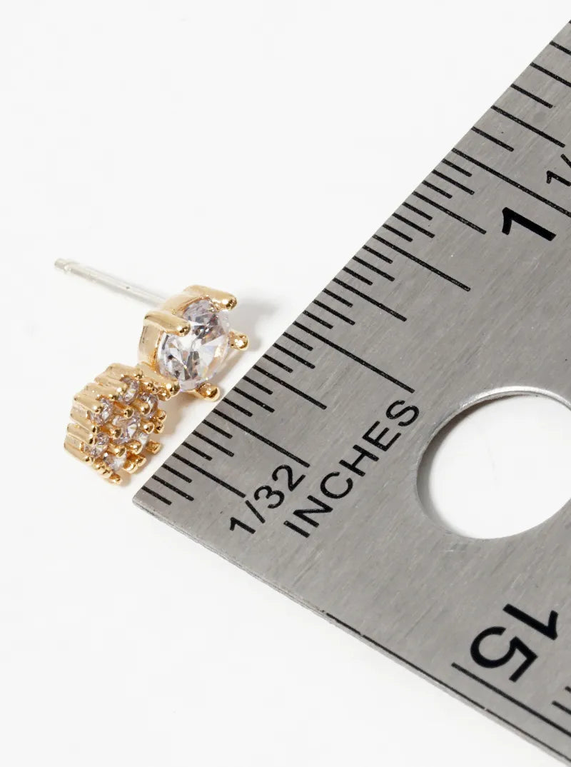 18k Gold Dipped Double 5-prong CZ Post Stud Earrings