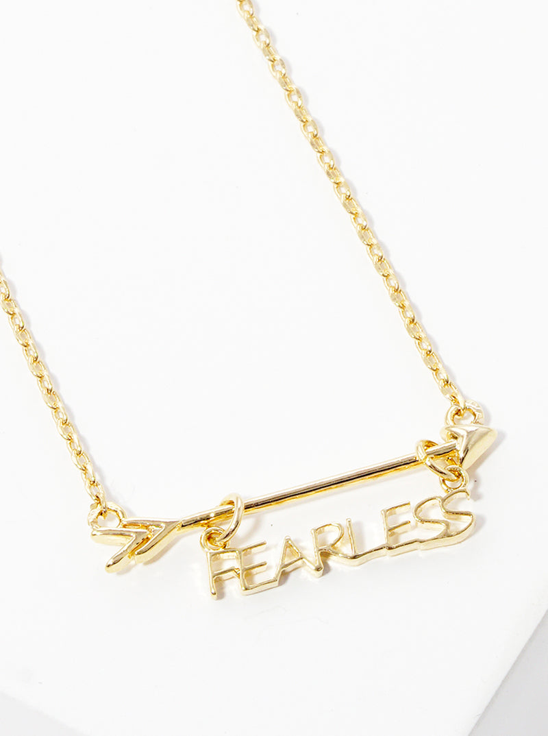 18k Gold Dipped Fearless Hanging Arrow Pendant Necklace