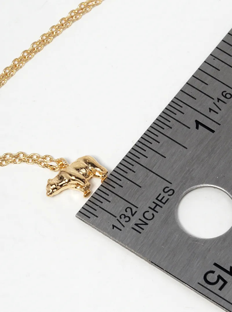 18k Gold Dipped Grizzly Bear Pendant Necklace