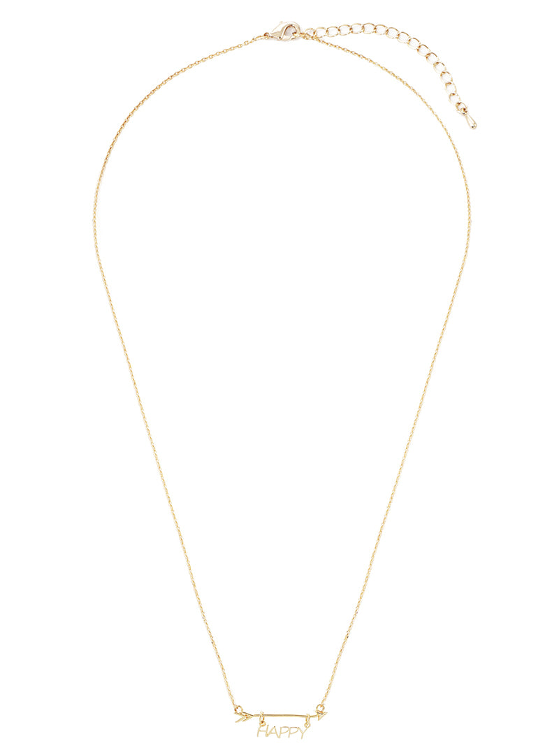 18k Gold Dipped Happy Arrow Pendant Necklace