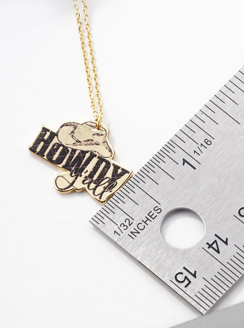 18k Gold Dipped Howdy Yall Pendant Necklace