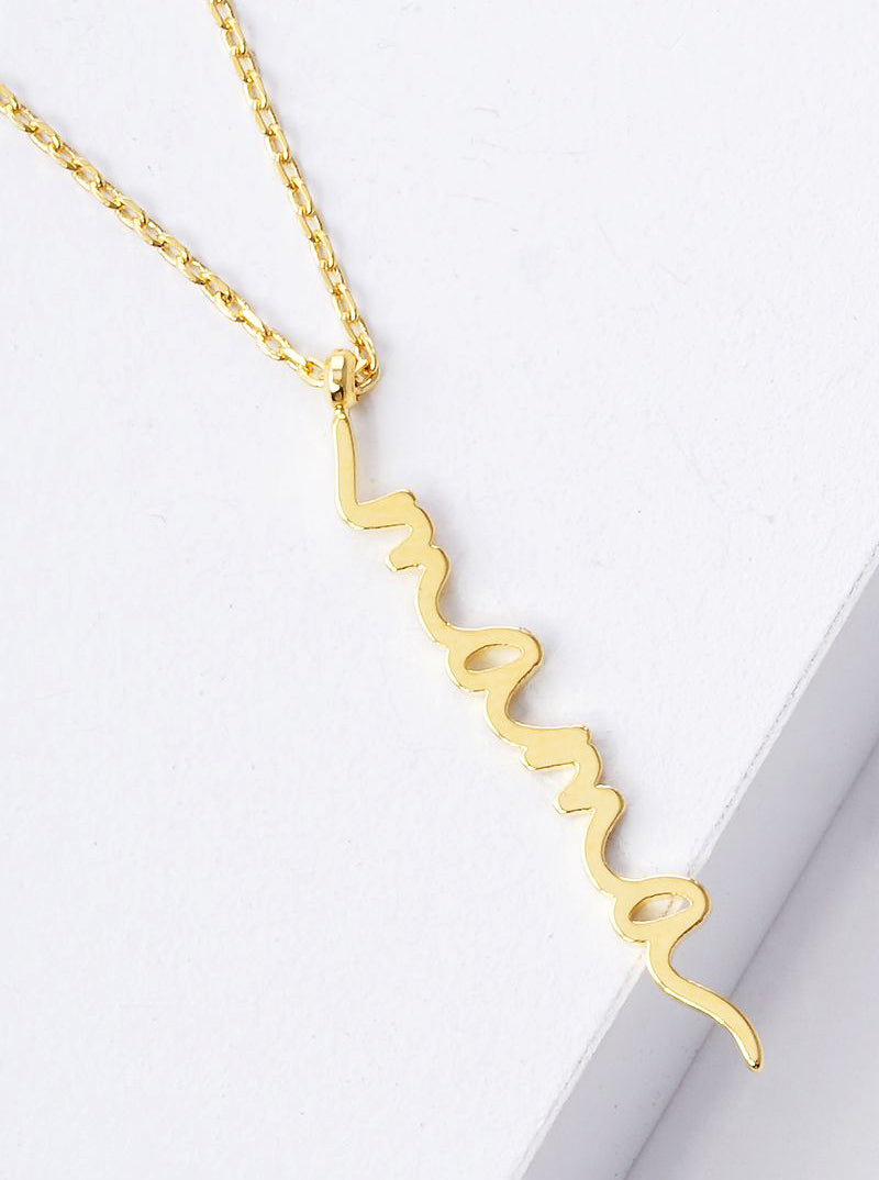 White Gold Dipped Mama Pendant Necklace