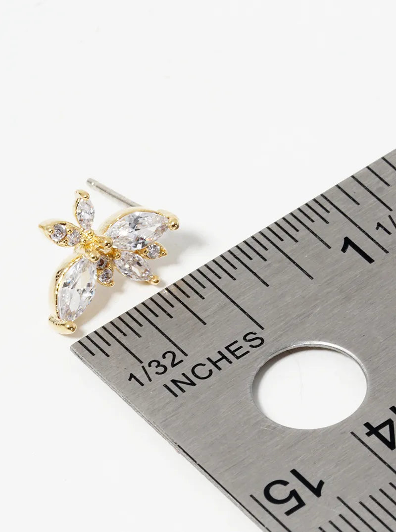 18k Gold Dipped Marquise CZ Stone Cluster Post Stud Earrings