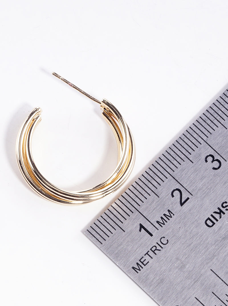 18k Gold Dipped Metal Multi Strand 25mm Open Hoop Earrings