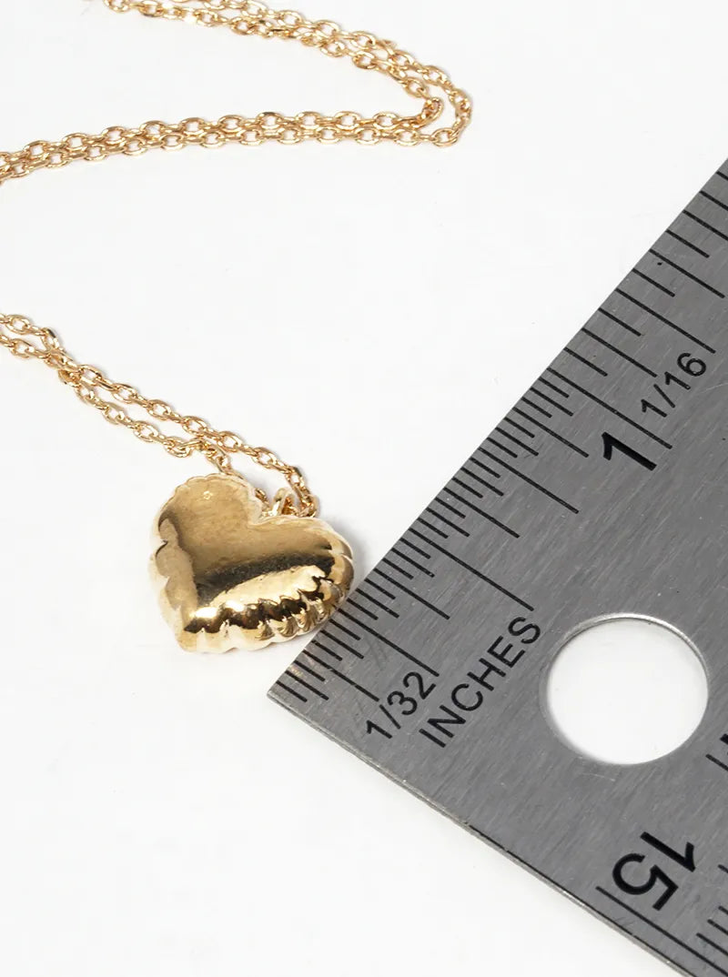 18k Gold Dipped Puffy Heart Pendant Necklace