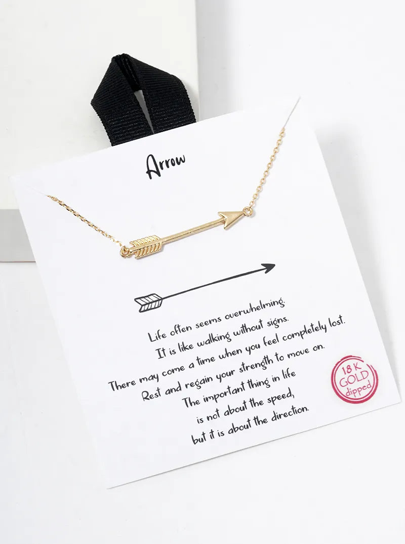 White Gold Dipped Sideways Arrow Pendant Necklace