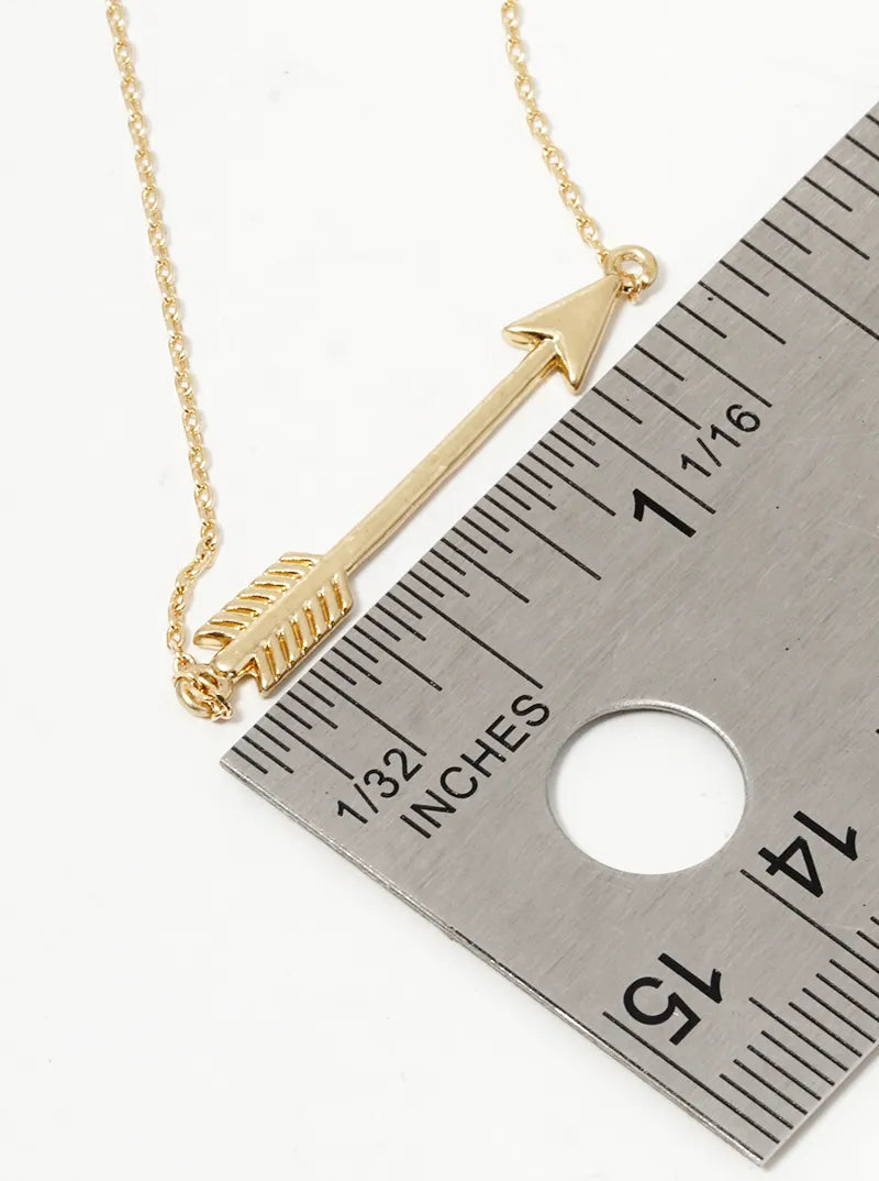 18k Gold Dipped Sideways Arrow Pendant Necklace