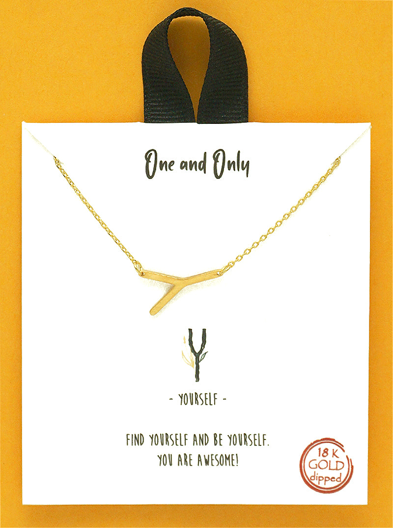 18k Gold Dipped Sideways Letter Pendant Brass Necklace
