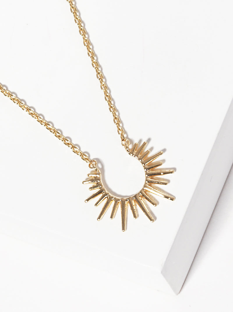 18k Gold Dipped Sunburst Pendant Necklace