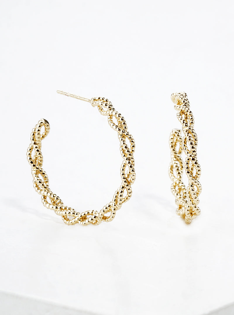 White Gold Dipped Textured Metal Square 20mm Open Hoop Earrings