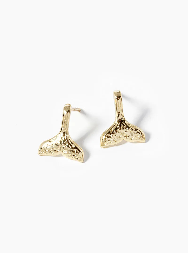 18k Gold Dipped Whale Tail Post Stud Earrings