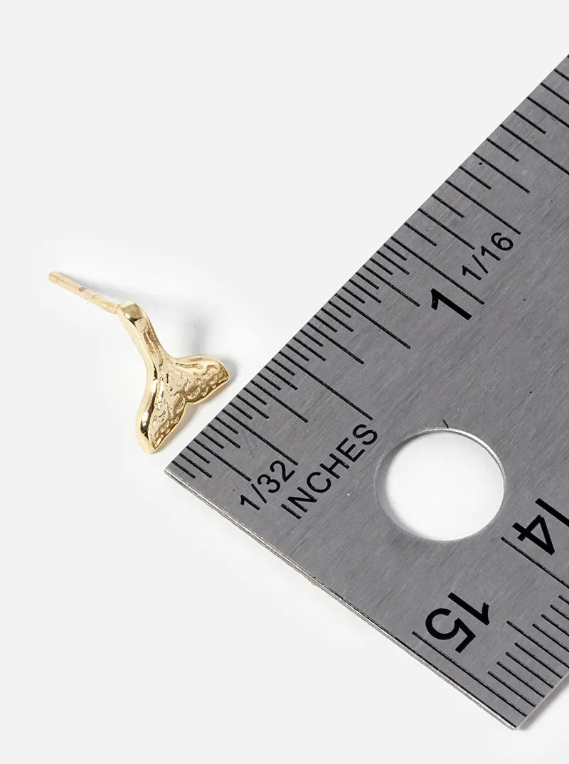 18k Gold Dipped Whale Tail Post Stud Earrings
